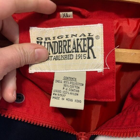 Vintage 90s Original Windbreaker brand red white and blue zip up jacket coat xl - Picture 5 of 8